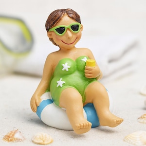 Miniature bathing figure woman | Maritime decoration figurine | Mini woman as gnome accessory | Doll's house model making