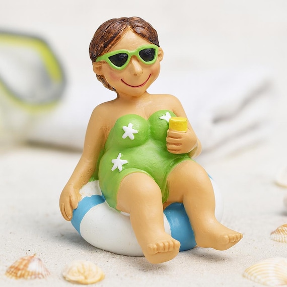 Miniatur Badefigur Frau | Maritime Dekoration Figurine Badeurlauberin | Mini Dekofigur Badefrau als Wichtel Zubehör | Puppenhaus Modellbau