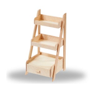 Miniature Wooden Ladder Shelf 5.1x5.1x10.9 cm – Dollhouse Furniture, Elf Door, Diorama Accessory
