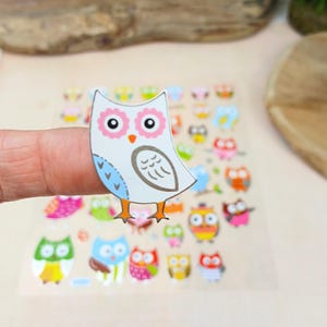 Sticker Eulen 50 Stück – Lustige bunte Aufkleber Tiere – Eulen Deko für Kinder, Bullet Journal, Planer, Scrapbooking, Stickerbogen 17x15cm