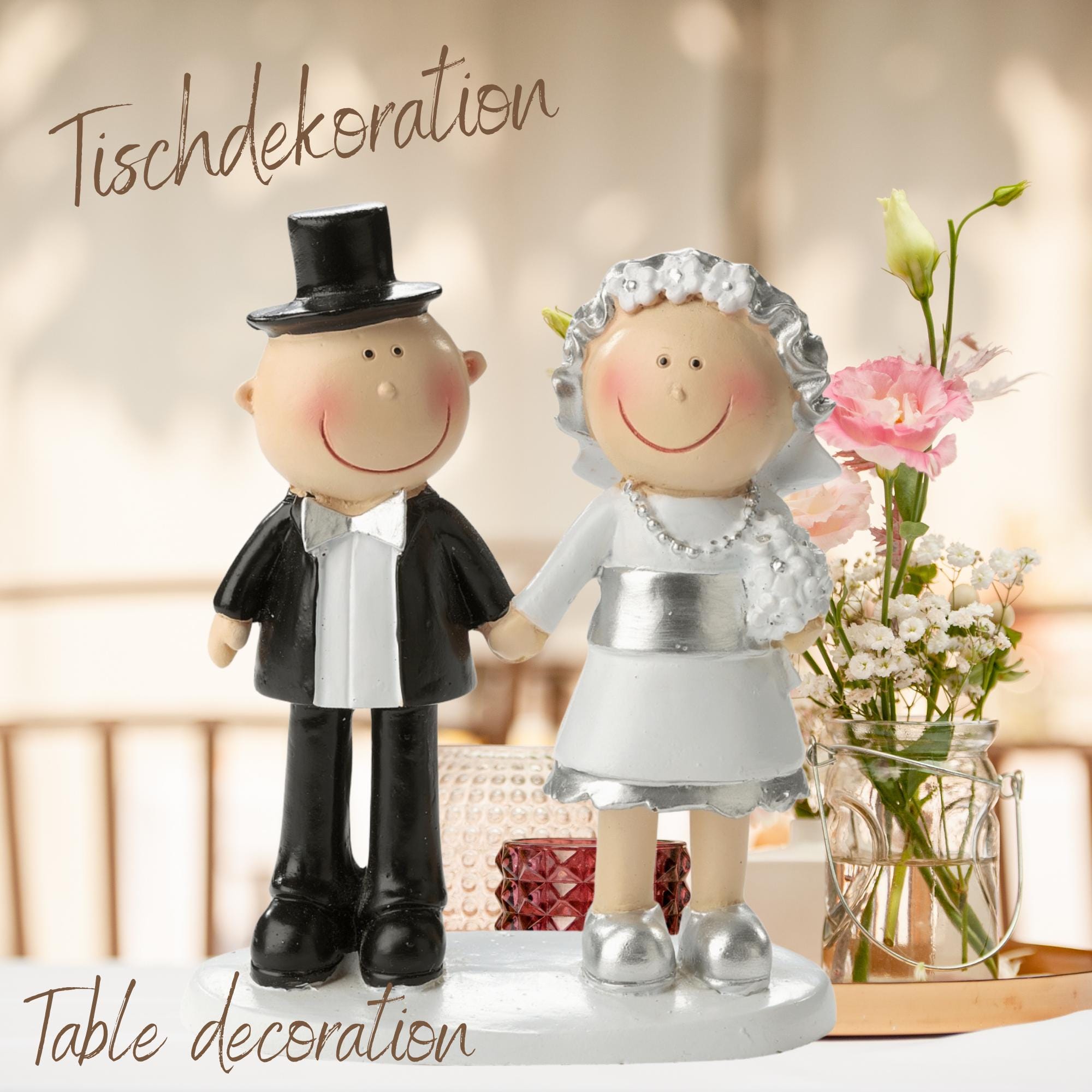 Silver wedding figurine funny | bridal couple silver wedding 8cm tall | 25 years as a gift idea accessory or cake decoration