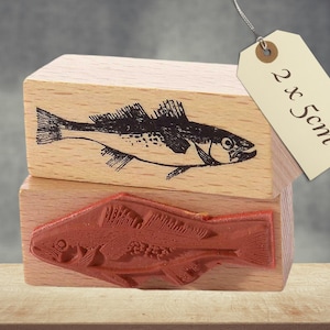 Motivstempel Fisch Hecht – 2x5 cm – Stempel Tiere – Angeln Natur Basteln – Stempel Fischmotiv – Bastelzubehör Meerestiere