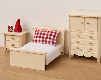 Secret Santa door Accessories Bedroom | Miniature Bed for Secret Santa Door Decoration Christmas | Mini Furniture | Accessories Wardrobe