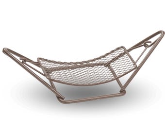 Miniature hammock 12cm in brown metal | mini garden furniture garden lounger | gnome accessories
