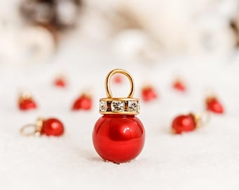 Gnome house Christmas tree baubles, red , 10 pieces – miniature Christmas decorations for gnome doors