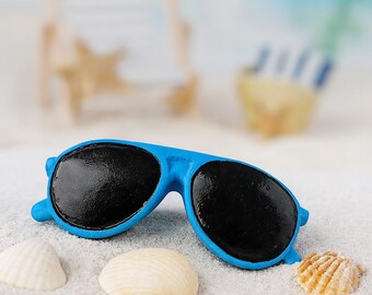 Miniature sunglasses blue | Maritime decoration | Mini decorative figure glasses as gnome accessories | Doll's house model making