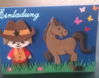 Einladung  Kindergeburtstag kleiner Cowboy