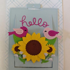 Pull and Slide Karte mit Blumen und Vögelchen