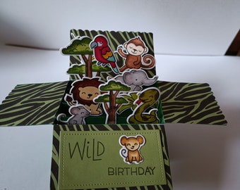 Boxkarte Dschungelmotive" Wild Birthday"
