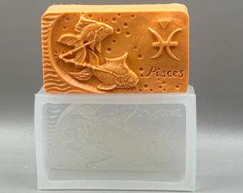 ZODIAC Pisces SILICONE MOLD for soap making resin plaster chocolate wax  candle fish
