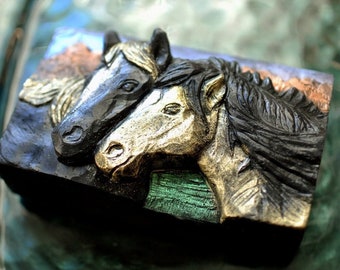 HORSE SILICONE MOLD - soap making, horses soap bar mold pony  plaster clay wax resin 5oz