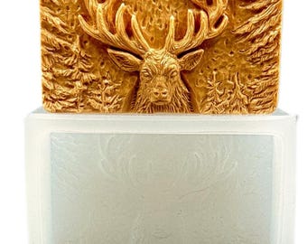 DEER SILICONE MOLD soap bar mold  5,5 oz plaster wax resin clay buck with rack