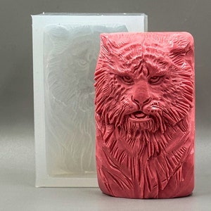 TIGER SILICONE MOLD  soap bar mould 5,5oz   resin plaster chocolate wax icing cat