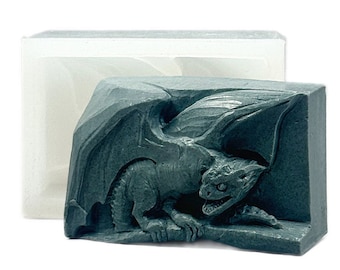 DRAGON SILICONE MOLD soap pottery  plaster clay wax resin dinosaur candle