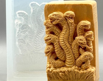 HYDRA SILICONE MOLD soap  bar mould 5oz   resin plaster chocolate wax icing mythical monster, serpent