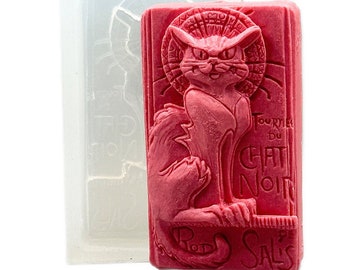CAT SOAP SILICONE mold bar mould ornament 5oz   resin plaster chocolate wax icing chat noir