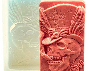 VOODOO SILICONE M0LD soap plaster clay wax resin chocolate candle skull voodoo people