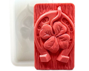 SHAMROCK SILICONE MOLD soap 5oz flexible sturdy detailed soap clay resin chocolate horseshoe luck lucky
