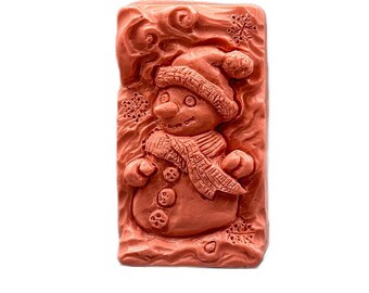 SNOWMAN SILICONE MOLD flexible for soap making, clay, wax, plaster, 5 oz,  winter Christmas