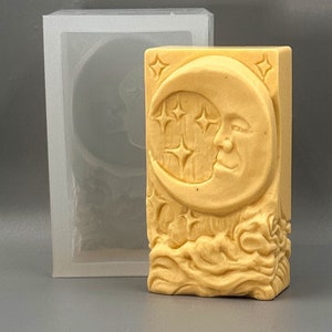 MOON SILICONE SOAP mold soap  bar mould 5oz  resin plaster chocolate wax icing sky man night