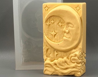 MOON SILICONE SOAP mold soap  bar mould 5oz  resin plaster chocolate wax icing sky man night