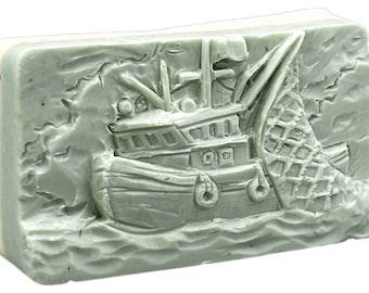 KEELBOAT SILICONE MOLD  soap bar plaster clay wax resin  5 oz landscape seaside clipper sail cutter fishing boat ship nautical