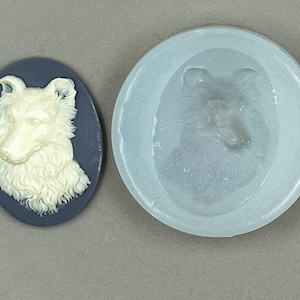 Dog Cameo Silicone Mold: Border Collie, Resin, Fimo (40x30mm)