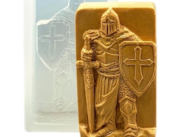 KNIGHT SILICONE MOLD for soap making and other crafts flexible durable, crusader mold