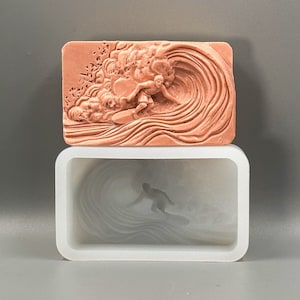 SURFER SILICONE MOLD soap mould  plaster clay wax resin bath bomb sturdy flexible point break surfing