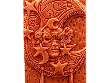 LADY MOON SILICONE mold soap flexible sturdy celestial mould 5oz sky stars