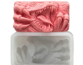 JAWS SILICONE MOLD soap 5oz dinosaur monster   resin plaster chocolate wax icing reptile