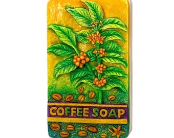 COFFEE SILICONE MOLD for  soap making resin plaster chocolate wax candle sturdy flexible caffeine