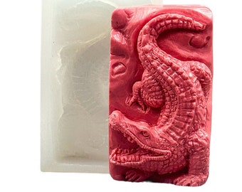 CROCODILE SOAP SILICONE mold bar mould 5,5oz   resin plaster chocolate wax icing alligator