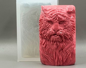 TIGER SILICONE MOLD  soap bar mould 5,5oz   resin plaster chocolate wax icing cat