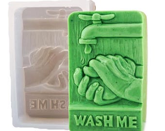 HANDS SILICONE MOLD for soap making and other crafts, wash me