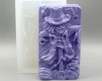 SCARECROW MOLD SOAP silicone mold  soap bar winter is coming  plaster clay wax resin 5,5 oz creepy halloween