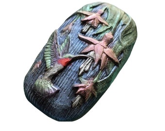 HUMMINGBIRD SILICONE MOLD soap making mould, bird flower soap bar  plaster clay wax resin