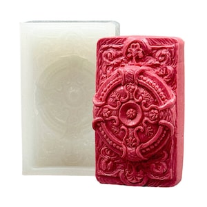 ROSETTE SILICONE MOLD soap plaster clay wax resin  5 oz mould flexible sturdy floral