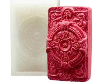 ROSETTE SILICONE MOLD soap plaster clay wax resin  5 oz mould flexible sturdy floral