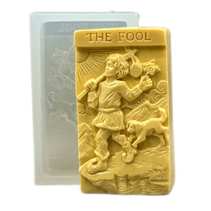 TAROT FOOL SILICONE molde barra de jabón molde 5,5oz resina yeso chocolate cera glaseado resistente adivino detallado