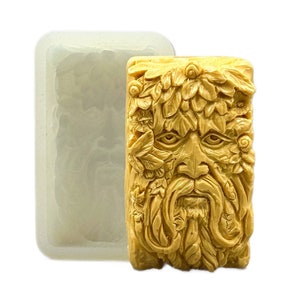 GREEN MAN SILICONE mold soap bar mould 5,5oz   resin plaster chocolate wax icing celtic tree forrest