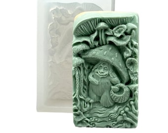 MAGICAL MUSHROOM SILICONE mold for soap making, resin casting, wax candle, chocolate bar, plaster Flexible Sturdy Detailed