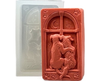 DOGS IN LOVE silicone mold soap mould  plaster clay wax resin bath bomb sturdy flexible all paws matter moon