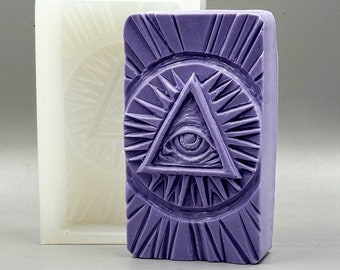 EYE SILICONE MOLD soap bar mould 5oz   resin plaster chocolate wax icing eye pyramid illuminati symbol