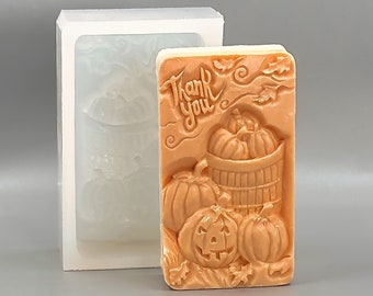 THANKSGIVING SILICONE MOLD soap mould  plaster clay wax resin bath bomb sturdy flexible thank you pumpkin