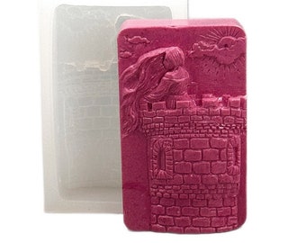 PRINCESS IN TOWER silicone soap flexible sturdy celestial mould 5oz sky stars sun castle