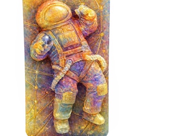 Cosmonaut Silicone Mold for soap making and other crafts: resin casting, candle, plaster, gypsum, pottery, clay.