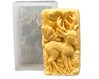 FAWN SILICONE MOLD soap bar mold  5,5 oz plaster wax resin clay deer roe bambi