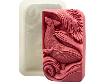 WHALE SILICONE MOLD soap mould  plaster clay wax resin bath bomb sturdy flexible ocean
