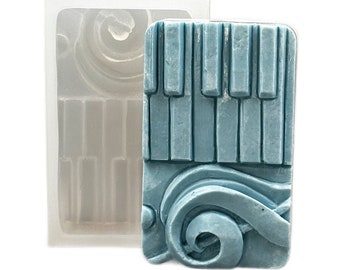 PIANO SILICONE MOLD soap flexible sturdy mould 5oz music notes musical theme